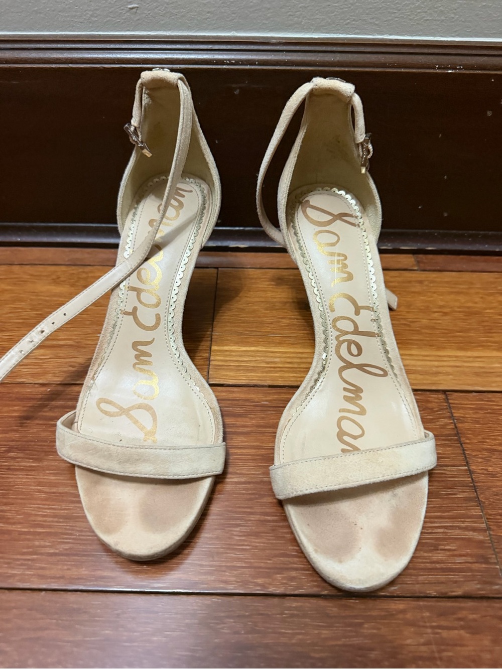 Sam Edelman Nude Suede Ankle-Strap Heels